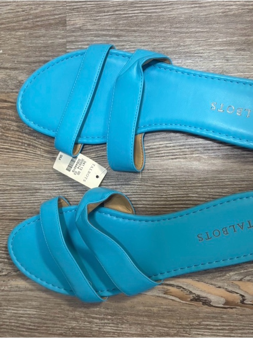 Talbots Bright Turquoise Double-Strap Slide Sandals